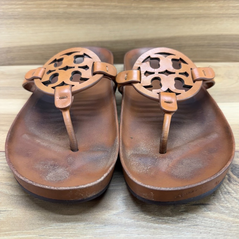Tory Burch Cloud Miller Tan Sandals Womens 10 Vacation Resort Walking Thong - Picture 4 of 10
